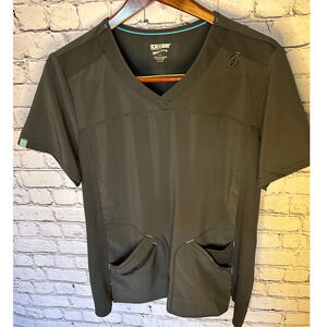 Women's Scrubstar Antimicrobial Premium Performance V-Neck Scrub Top Grey Large